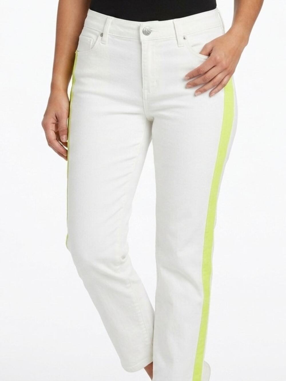 Rock & Republic Carnivale White Colorblock Straight Jeans Women Size 16